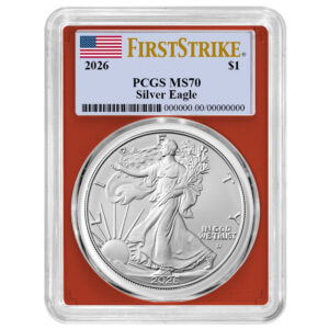 2026 $1 American Silver Eagle PCGS MS70 FS Flag Label Red Frame