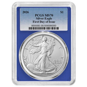 2026 $1 American Silver Eagle PCGS MS70 FDOI Blue Label Blue Frame