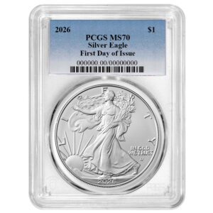2026 $1 American Silver Eagle PCGS MS70 FDOI Blue Label