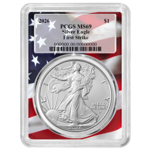 2026 $1 American Silver Eagle PCGS MS69 FS Flag Frame