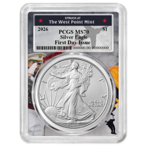 2026 $1 American Silver Eagle PCGS MS70 FDOI West Point Frame