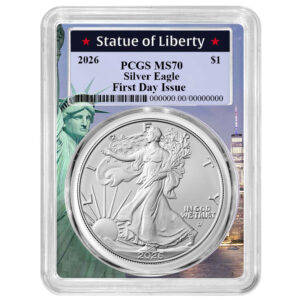 2026 $1 American Silver Eagle PCGS MS70 FDOI Statue of Liberty Frame