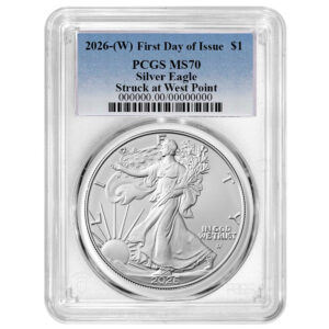 2026 (W) $1 American Silver Eagle PCGS MS70 FDOI Blue Label