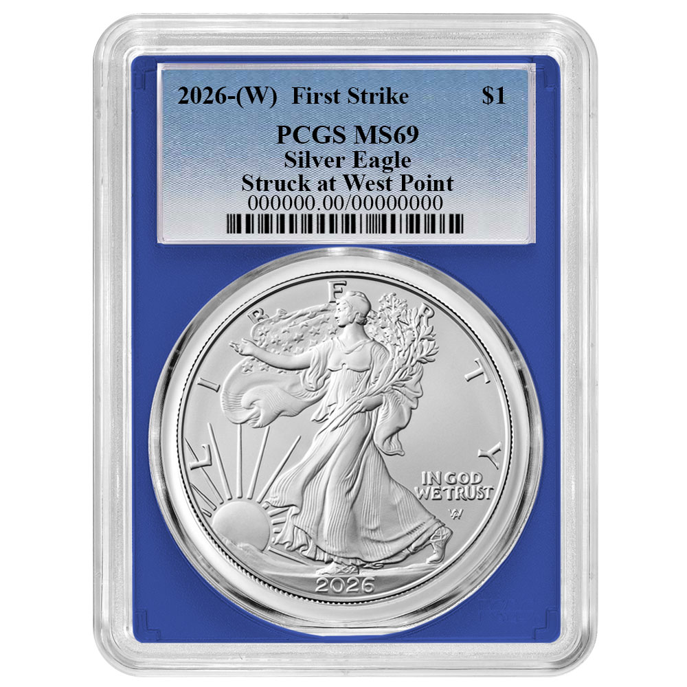 2026 (W) $1 American Silver Eagle PCGS MS69 FS Blue Label Blue Frame