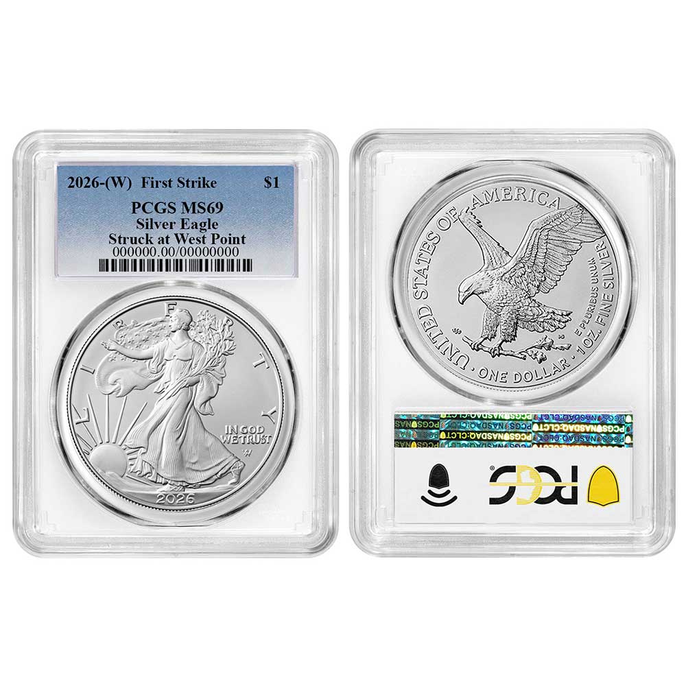 2026 (W) $1 American Silver Eagle PCGS MS69 FS Blue Label White