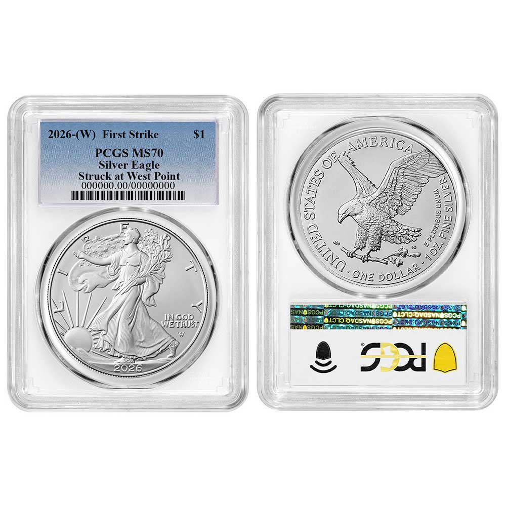 2026 (W) $1 American Silver Eagle PCGS MS70 FS Blue Label White