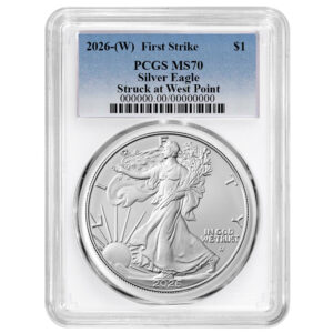 2026 (W) $1 American Silver Eagle PCGS MS70 FS Blue Label White Frame