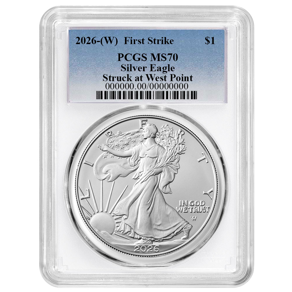 2026 (W) $1 American Silver Eagle PCGS MS70 FS Blue Label White