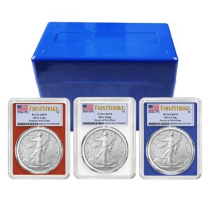 2026 (W) $1 American Silver Eagle 3pc Set PCGS MS70 FS Flag Label Red White Blue