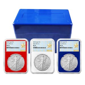 2026 $1 American Silver Eagle 3pc Set NGC MS70 ER West Point Star Label Red White Blue