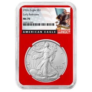 2026 $1 American Silver Eagle NGC MS70 ER Black Label Red Core