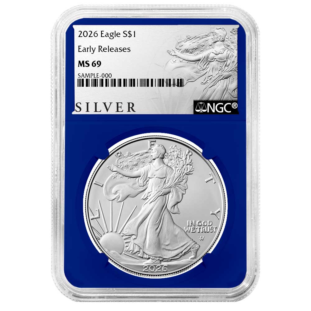 2026 $1 American Silver Eagle NGC MS69 ER ALS Label Blue Core