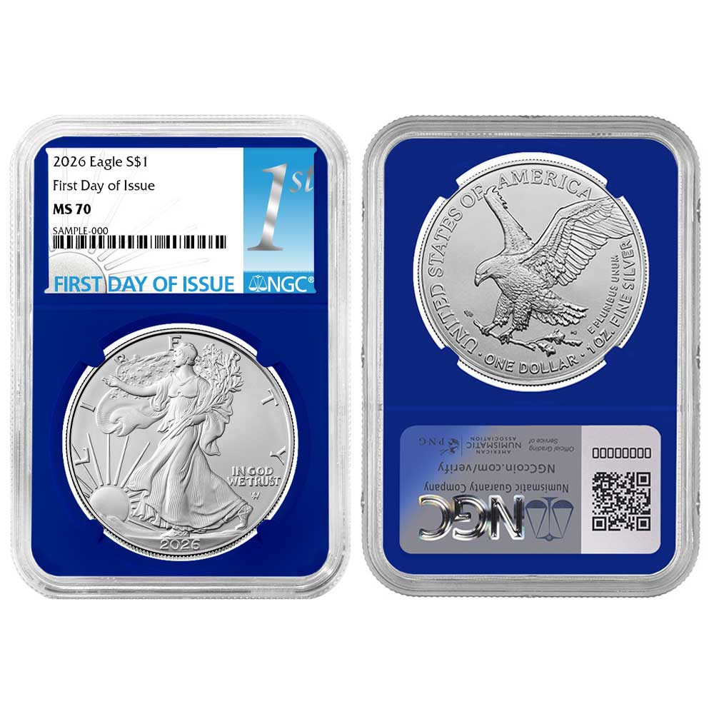 2026 $1 American Silver Eagle NGC MS70 FDI First Label Blue Core