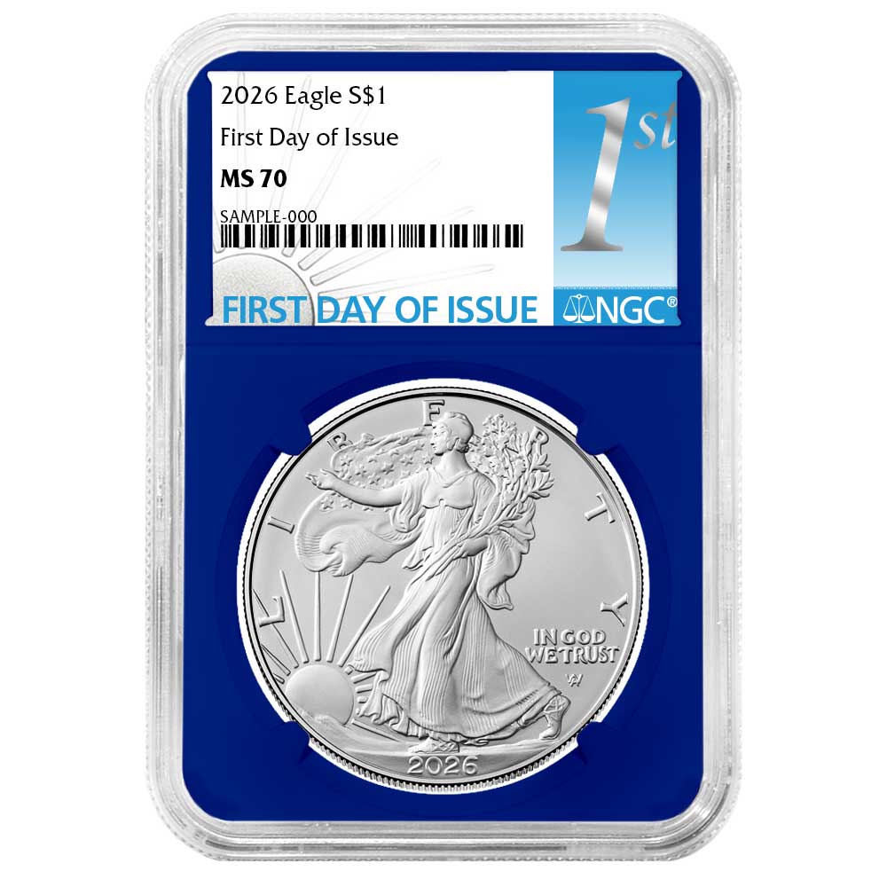2026 $1 American Silver Eagle NGC MS70 FDI First Label Blue Core