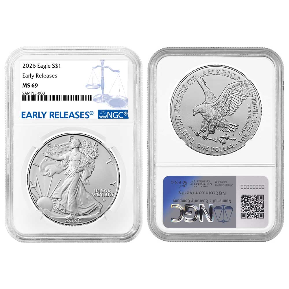 Presale - 2026 $1 American Silver Eagle NGC MS69 ER Blue Label