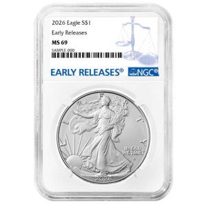 2026 $1 American Silver Eagle NGC MS69 ER Blue Label