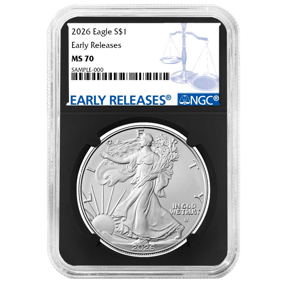 2026 $1 American Silver Eagle NGC MS70 ER Blue Label Retro Core
