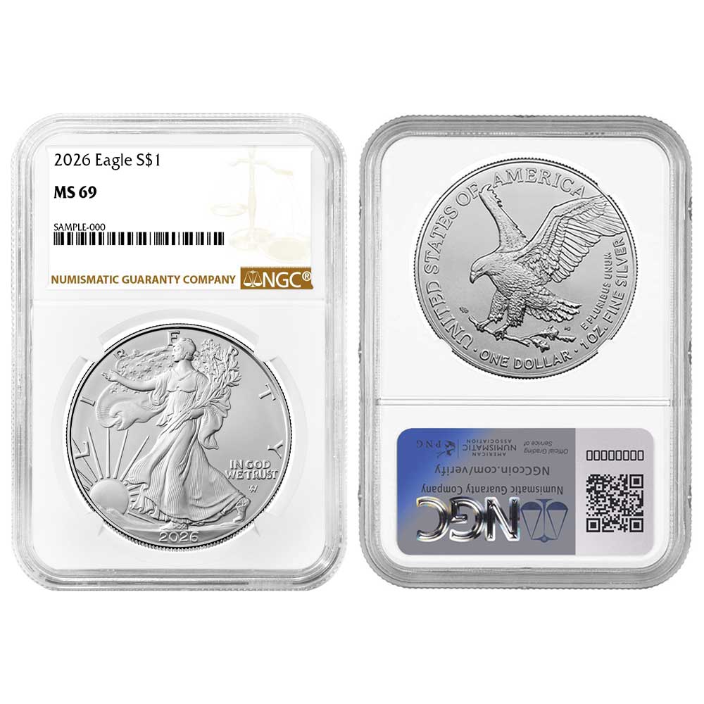 2026 $1 American Silver Eagle NGC MS69 Brown Label - Pinehurst Coins