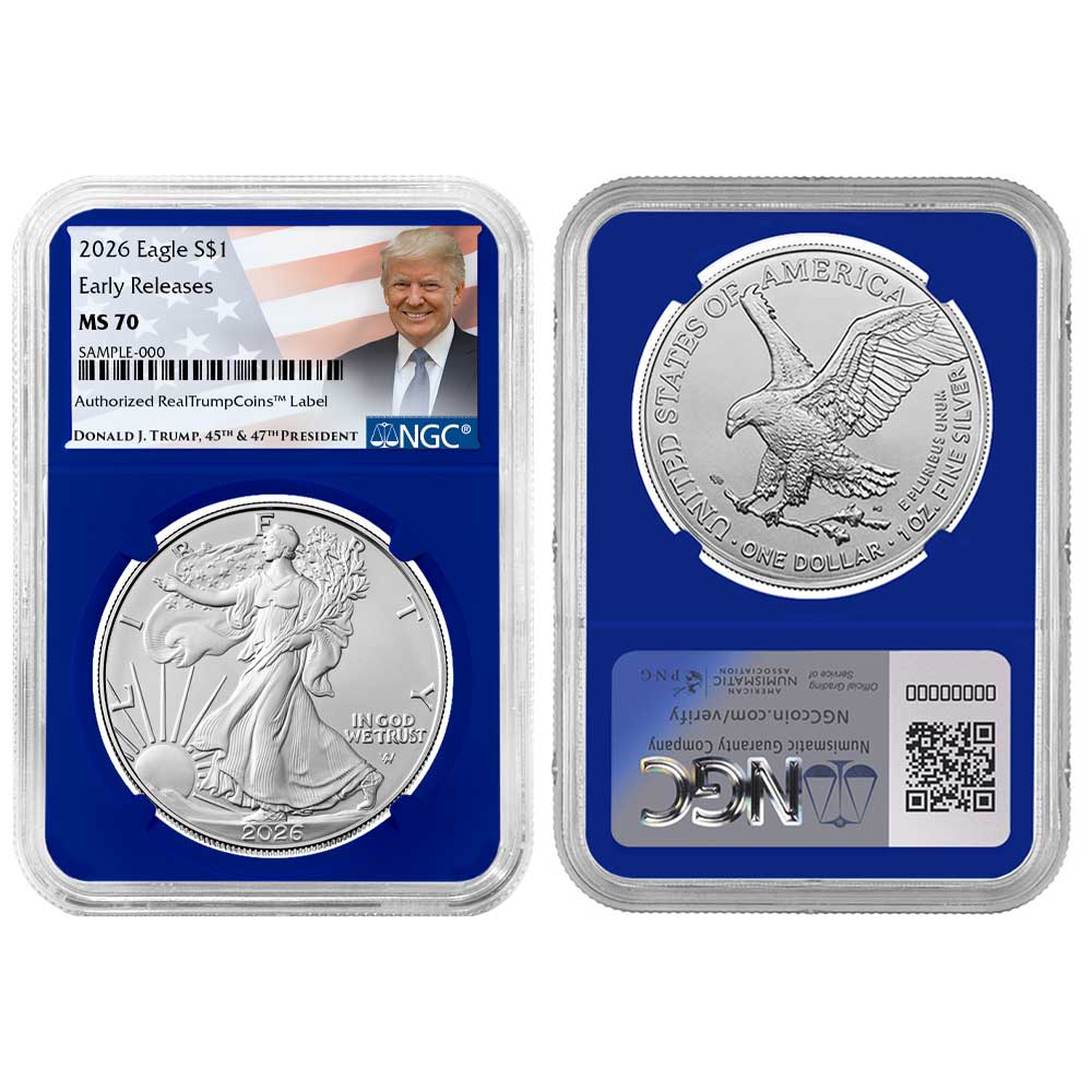 2026 $1 American Silver Eagle 3pc Set NGC MS70 ER Trump Label Red