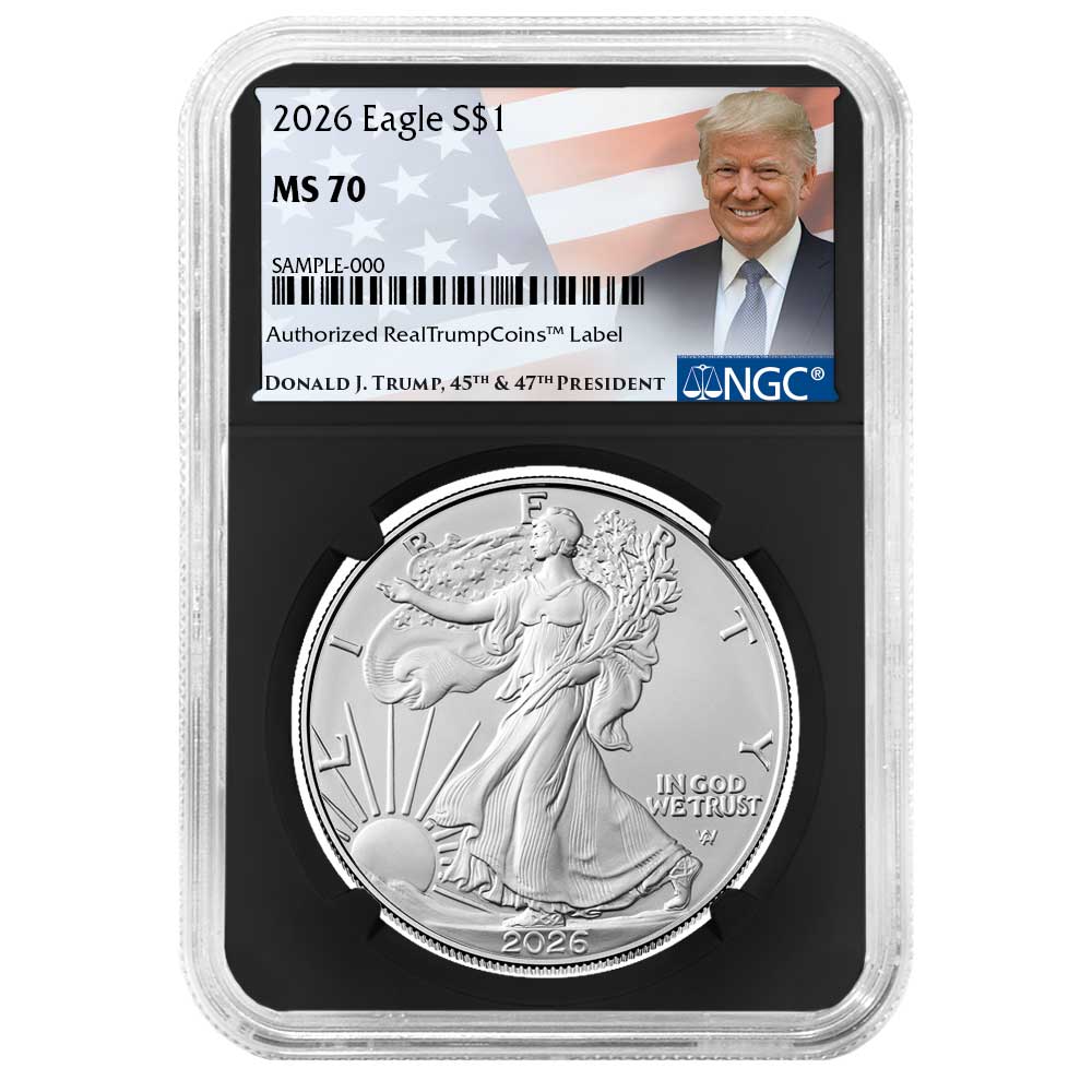 2026 $1 American Silver Eagle NGC MS70 Trump Label Retro Core