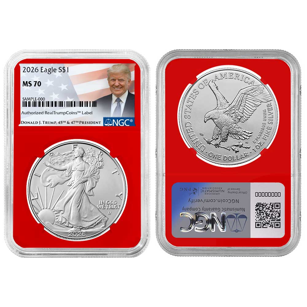 2026 $1 American Silver Eagle 3pc Set NGC MS70 Trump Label Red