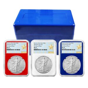 2026 (W) $1 American Silver Eagle 3pc Set NGC MS70 FDI West Point Star Label Red White Blue