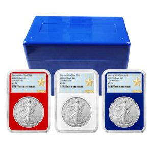 2026 (W) $1 American Silver Eagle 3pc Set NGC MS70 ER West Point Star Label Red White Blue