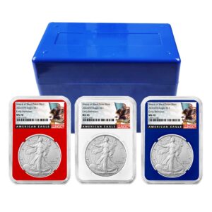 2026 (W) $1 American Silver Eagle 3pc Set NGC MS70 ER Black Label Red White Blue