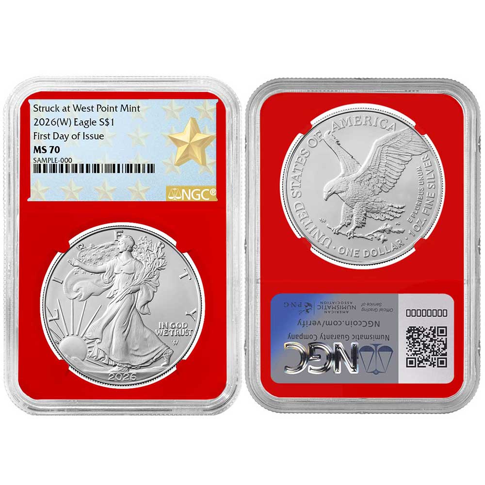 2026 (W) $1 American Silver Eagle NGC MS70 FDI West Point Star