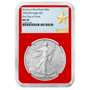 2026 (W) $1 American Silver Eagle NGC MS70 FDI West Point Star Label Red Core