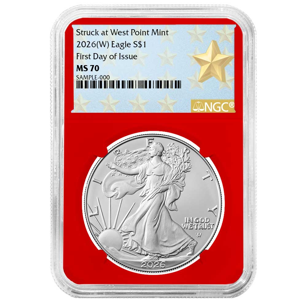 2026 (W) $1 American Silver Eagle NGC MS70 FDI West Point Star