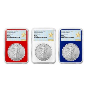 2026 (W) $1 American Silver Eagle 3pc Set NGC MS69 ER West Point Star Label Red White Blue