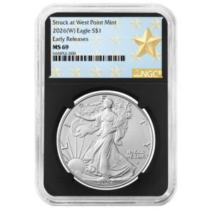 2026 (W) $1 American Silver Eagle NGC MS69 ER West Point Star Label Retro Core