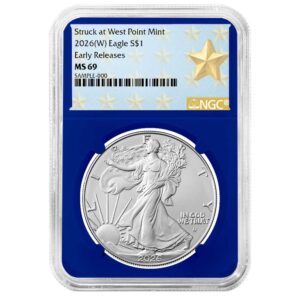 2026 (W) $1 American Silver Eagle NGC MS69 ER West Point Star Label Blue Core