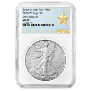 2026 (W) $1 American Silver Eagle NGC MS69 ER West Point Star Label