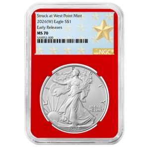 2026 (W) $1 American Silver Eagle NGC MS70 ER West Point Star Label Red Core