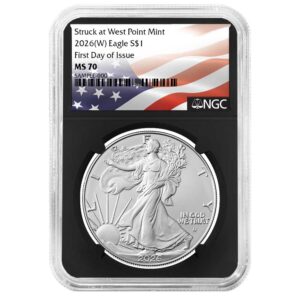 2026 (W) $1 American Silver Eagle NGC MS70 FDI Flag Label Retro Core