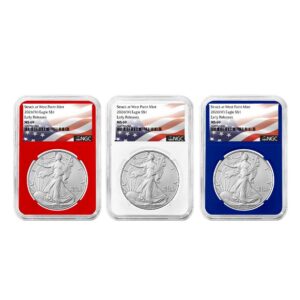 2026 (W) $1 American Silver Eagle 3pc Set NGC MS69 ER Flag Label Red White Blue