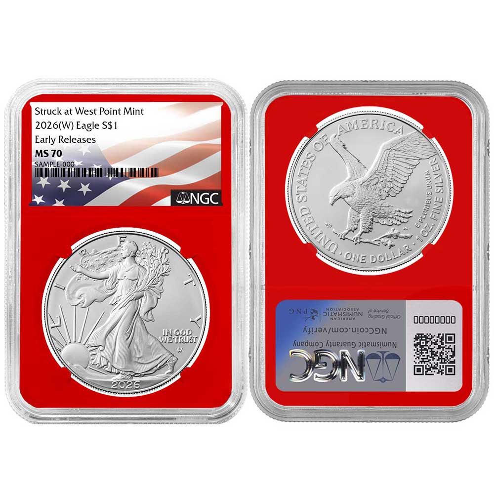 2026 (W) $1 American Silver Eagle 3pc Set NGC MS70 ER Flag Label