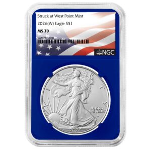 Presale - 2026 (W) $1 American Silver Eagle NGC MS70 Flag Label Blue Core