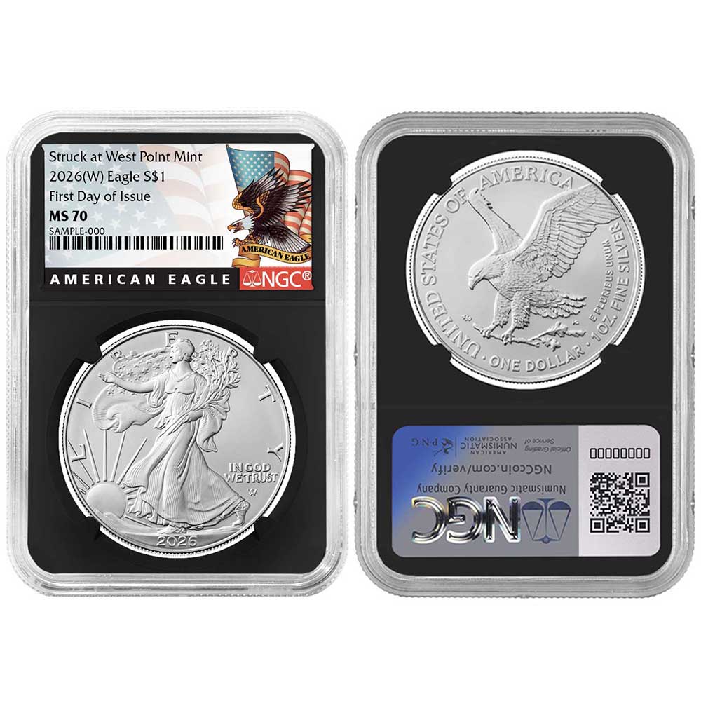 2026 (W) $1 American Silver Eagle NGC MS70 FDI Black Label Retro