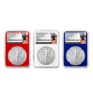 2026 (W) $1 American Silver Eagle 3pc Set NGC MS69 ER Black Label Red White Blue