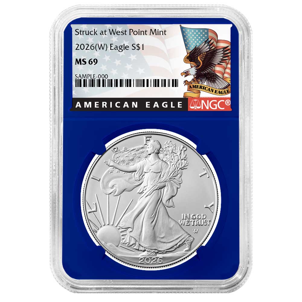 2026 (W) $1 American Silver Eagle NGC MS69 Black Label Blue Core