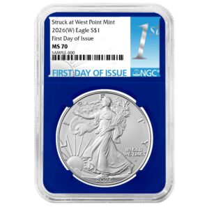 2026 (W) $1 American Silver Eagle NGC MS70 FDI First Label Blue Core