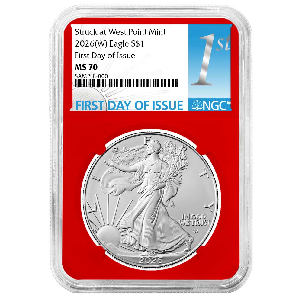 2026 (W) $1 American Silver Eagle NGC MS70 FDI First Label Red Core