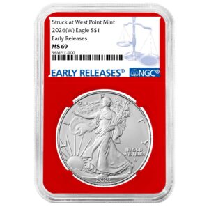 2026 (W) $1 American Silver Eagle NGC MS69 ER Blue Label Red Core