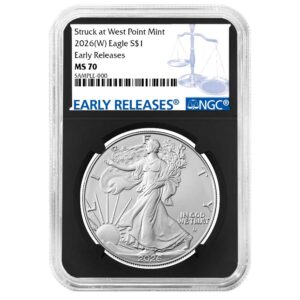 2026 (W) $1 American Silver Eagle NGC MS70 ER Blue Label Retro Core