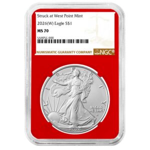 2026 (W) $1 American Silver Eagle NGC MS70 Brown Label Red Core
