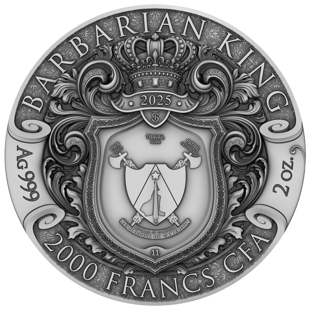 2025 Barbarian King 2 oz High Relief Antiqued Silver Coin by T&S