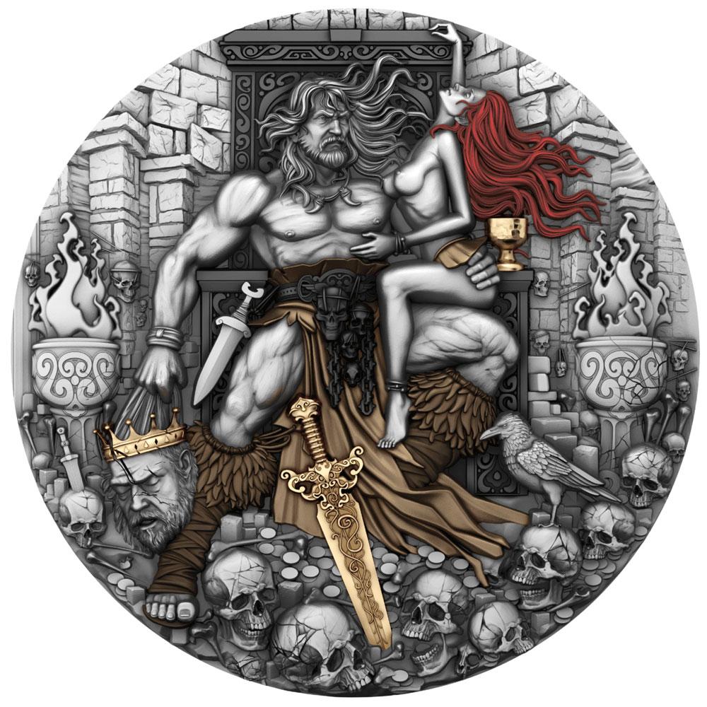2025 Barbarian King 2 oz High Relief Antiqued Silver Coin by T&S